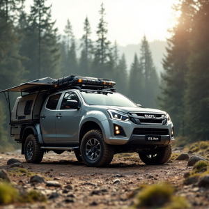 Isuzu D-Max Basecamp in un paesaggio naturale per campeggio