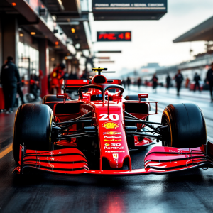 Lewis Hamilton con la Ferrari durante un evento in Australia