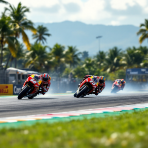 Piloti MotoGp in azione al Gran Premio della Thailandia 2025