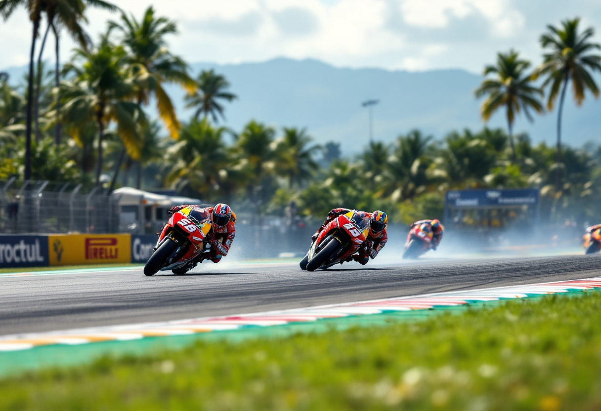 Piloti MotoGp in azione al Gran Premio della Thailandia 2025