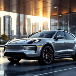 Porsche Macan elettrica in un contesto urbano moderno