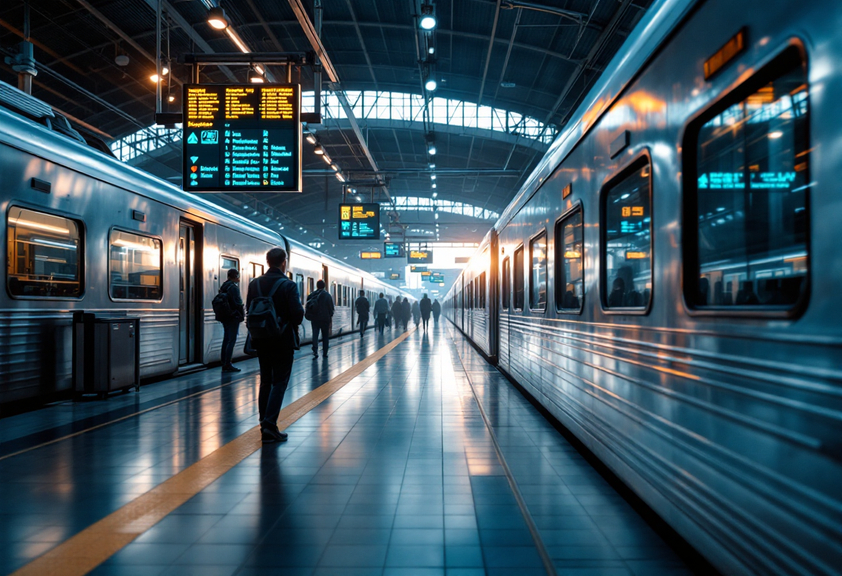 Immagine di un treno fermo durante uno sciopero